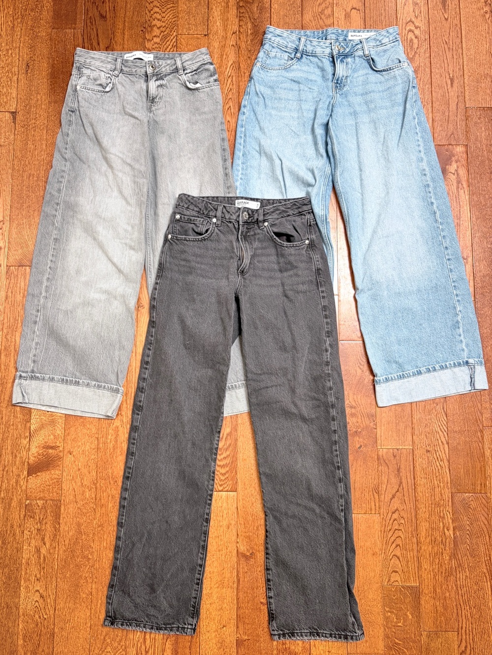 Jean Bundle Sz 00 - Garage/Bershka Wide Leg Cuffed + Black Straight